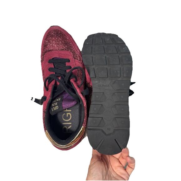 SUN68 ITALY ALLY GLITTER DONNA SNEAKERS BORDEAUX WOMENS US 8 - Picture 6 of 9